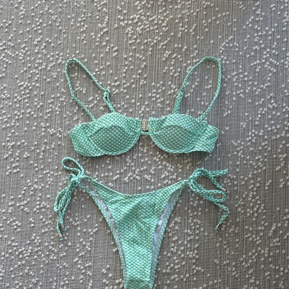 Mint Green Textured Bikini Set